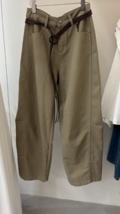 女EANS 百搭显瘦纯色高腰阔腿弯刀休闲裤 欧洲站2025秋冬新款 时尚