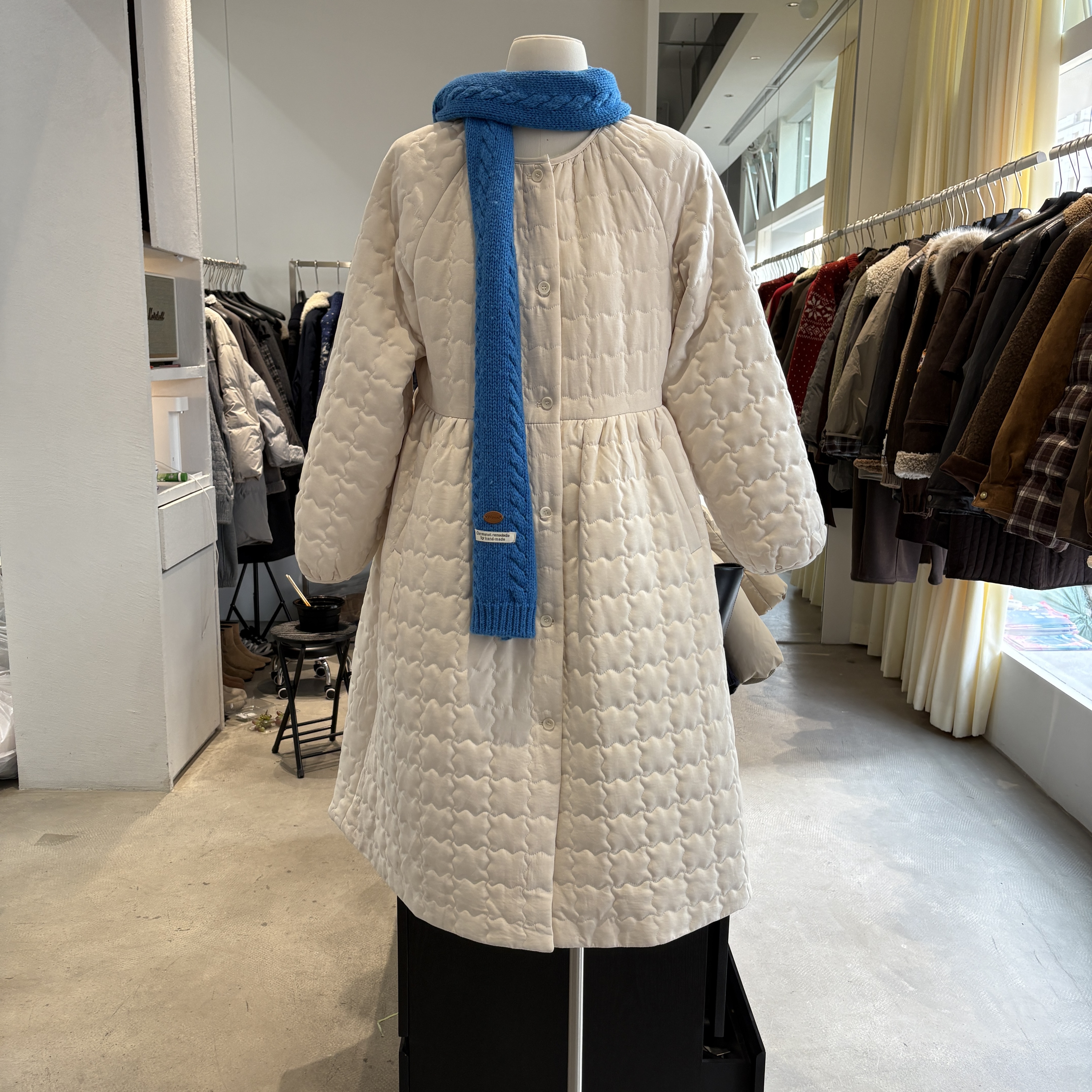 韩国东大门2025冬季单排扣长棉衣