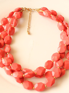 树脂珠子多层短款夸张毛衣链