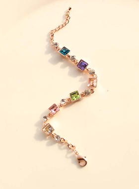 玻璃方块森系百搭甜美风饰品手链