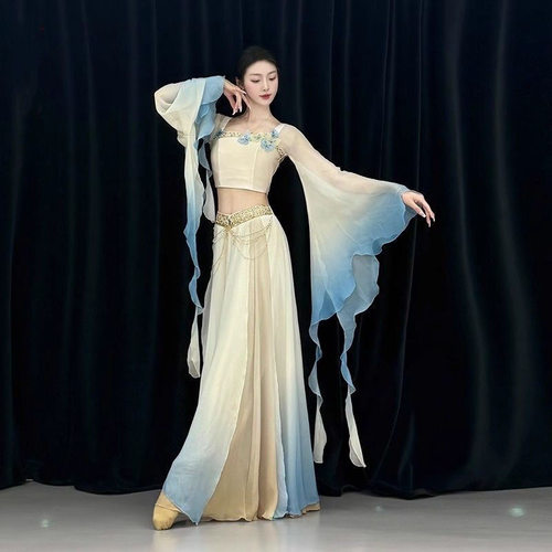 新款礼仪之邦古典舞服装飘逸仙气大裙摆练功服古风演出服异域敦煌