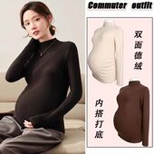 秋冬内搭长袖 孕妇装 打底衫 上衣外穿怀孕期保暖T恤加厚德绒秋衣女