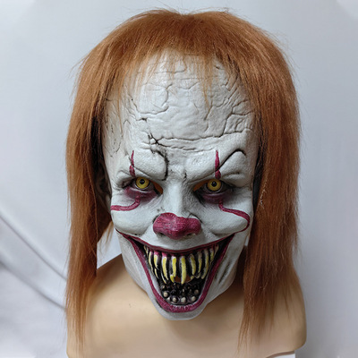 万圣节恐怖小丑pennywise面具头套欧美新款回魂小丑乳胶面具