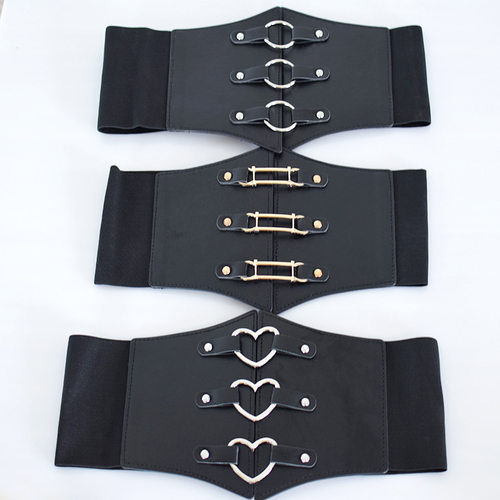 INS女士超宽腰封圆圈爱心弹力松紧束腰腰带女装饰衬衫Corset belt