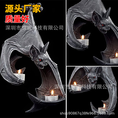 厂家直销 Bat Wall Tealight Holder 蝙蝠墙烛台树脂万圣节装饰