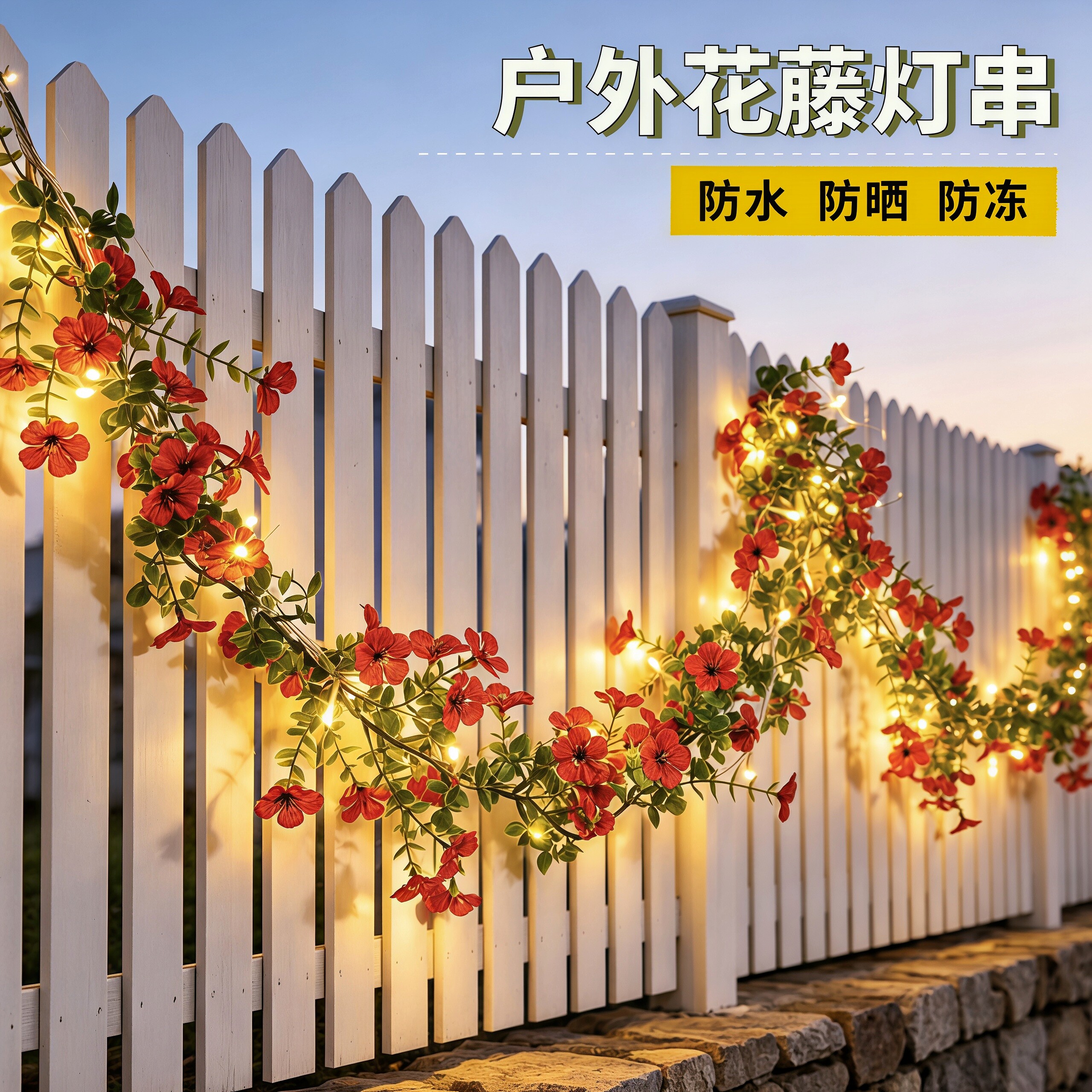 太阳能防水花藤灯串庭院阳台装饰