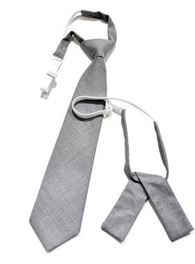 哑光棉质水泥灰色领带短学院风学生装饰女免打中长款交叉领花套装