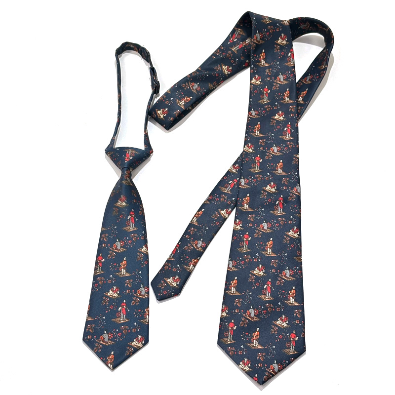 人物元素藏青色免打手打款领带女