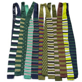 复古针织领带绿色平头手打长条腰带百搭多彩横条纹学生个性 装 饰女