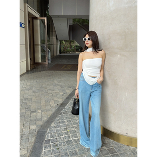 UMI 莱赛尔薄款垂感牛仔裤女夏季百搭显瘦阔腿裤拖地长裤2025年夏