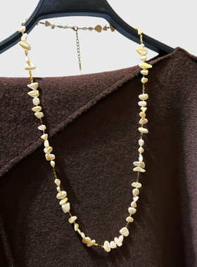 原创设计优雅长款毛衣链简单大方百搭项链挂件天然贝壳装饰链女款