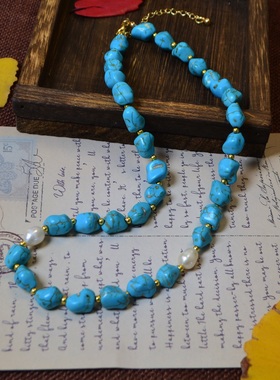 绿松石项链高级感锁骨链中式饰品