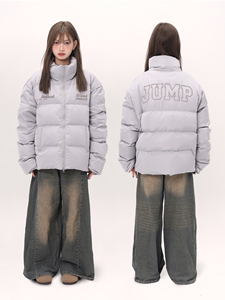 JUMPNEXT90白鸭绒立领羽绒服女冬季设计感加厚保暖绣花外套情侣潮