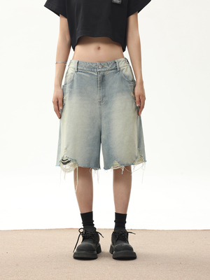 JUMPNEXT浅色系牛仔五分裤