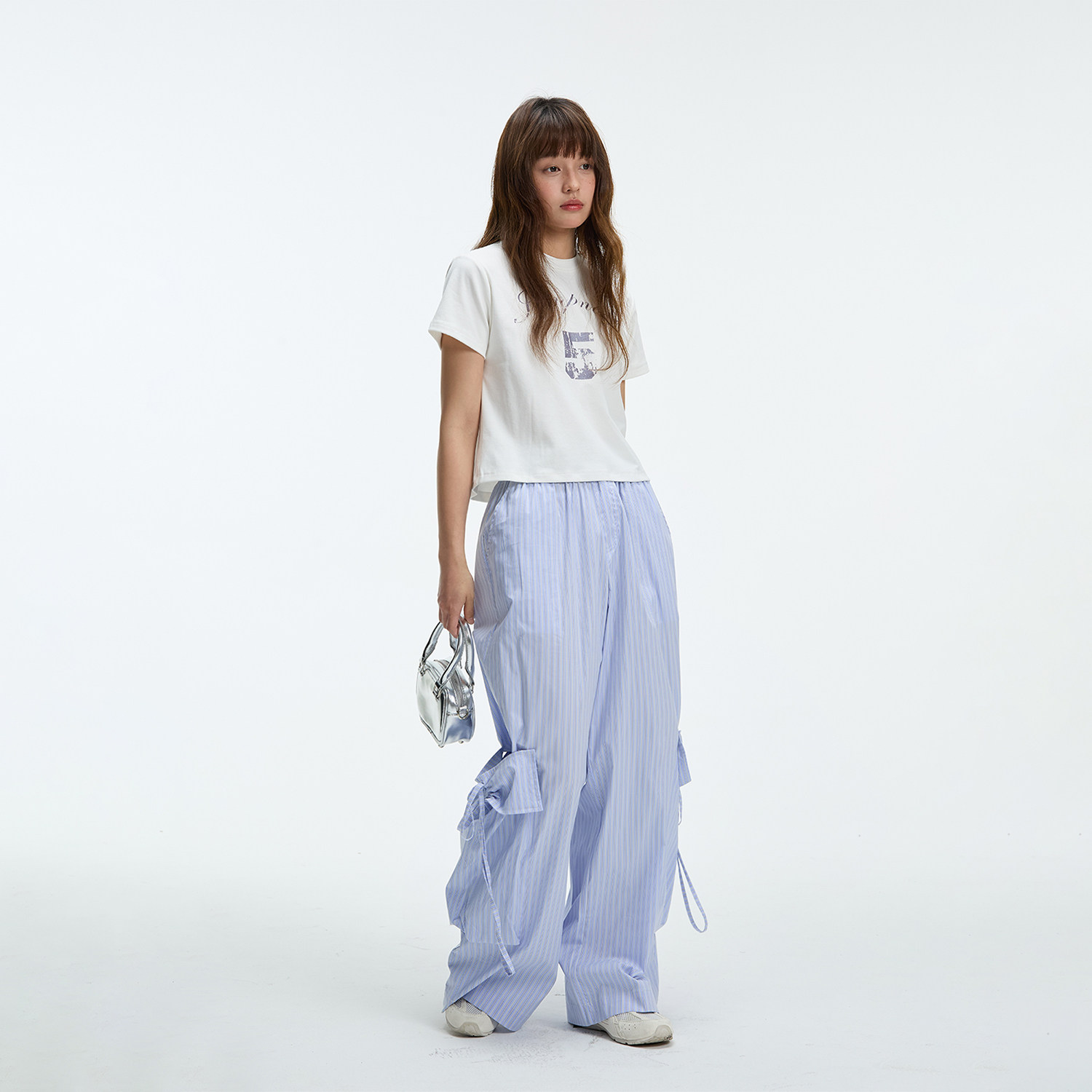 JUMPNEXT美式条纹多口袋休闲长裤