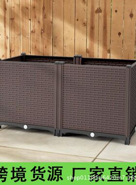 40宽出口跨境室外花箱花盆塑料种菜箱种植箱庭院菜床阳台种菜神器