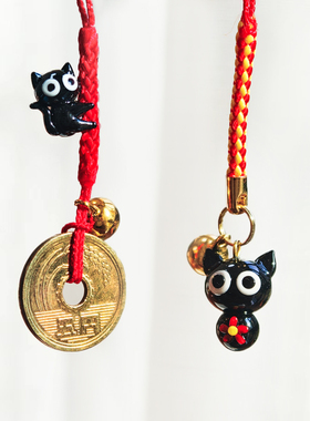 进口招财猫咪玻璃手机车头挂件