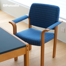 中古实木餐家用复古软包扶手椅小众靠背椅单人小户型休闲椅书桌椅