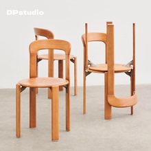 中古风彩色餐椅家用小户型实木咖啡厅网红椅设计师复古简约椅子