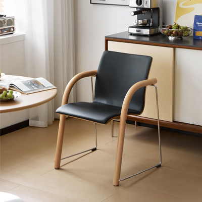 北欧轻奢实木餐椅中古曲木靠背休闲椅小众设计师款家用办公电脑椅