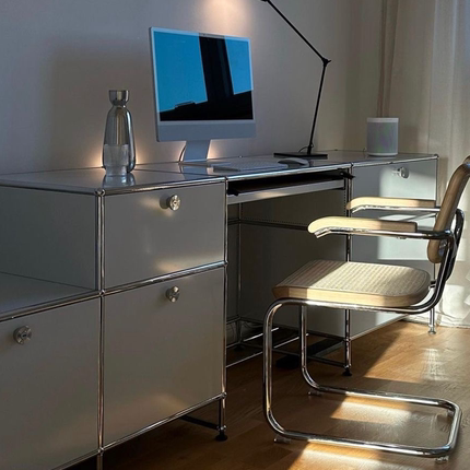 北欧极简不锈钢办公桌usm可移动模块书桌家用书房拼接储物电脑桌