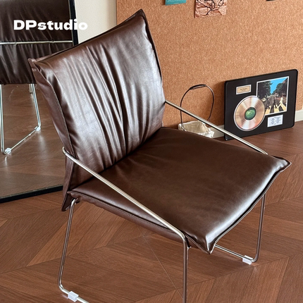 意式简约轻奢餐椅家用软包靠背椅小户型中古风办公室休闲单人椅子