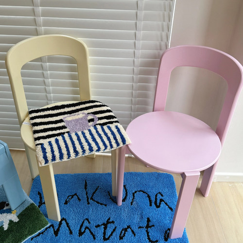 多巴胺家用彩色餐椅复古靠背书桌椅字中古风网红简约REY椅雷伊椅