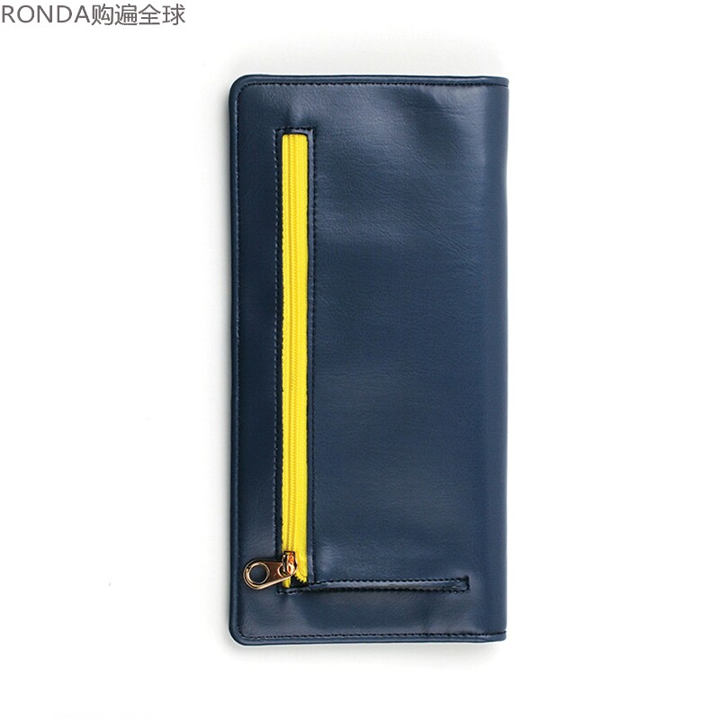 SOUTH KOREA IMPORTED LUCALAB CUTE CARTOON LONG PASSPORT HOLDER STORAGE CLIP CARD HOLDER LADIES WALLET WALLET WALLET BLUE