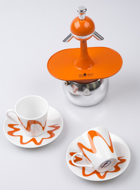 意大利原装进口Top Moka红心皇后铝合金摩卡壶咖啡壶2杯版 橙色