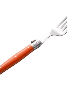 法国André Verdier DEBUTANT 橘色不锈钢甜品叉子西餐点心叉精致