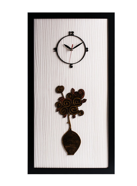 韩国原装进口dawon deco手绘3D捻花花瓶相框挂钟创意卡通挂钟