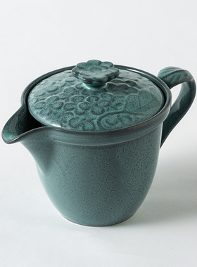 日本原装AITO Lien浮雕藤日式陶瓷小茶壶泡茶家用茶具湖绿色370ml