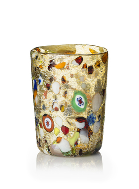 意大利进口ZECCHIN穆拉诺星河系列手工彩色玻璃酒水杯360ml 黄色