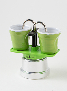 意大利进口Top Moka摩卡壶煮咖啡壶套装带2杯家用式小型意式 绿色