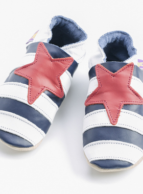 英国原装进口Starchild牛皮童鞋婴幼儿学步鞋软底鞋 红小星0-2岁