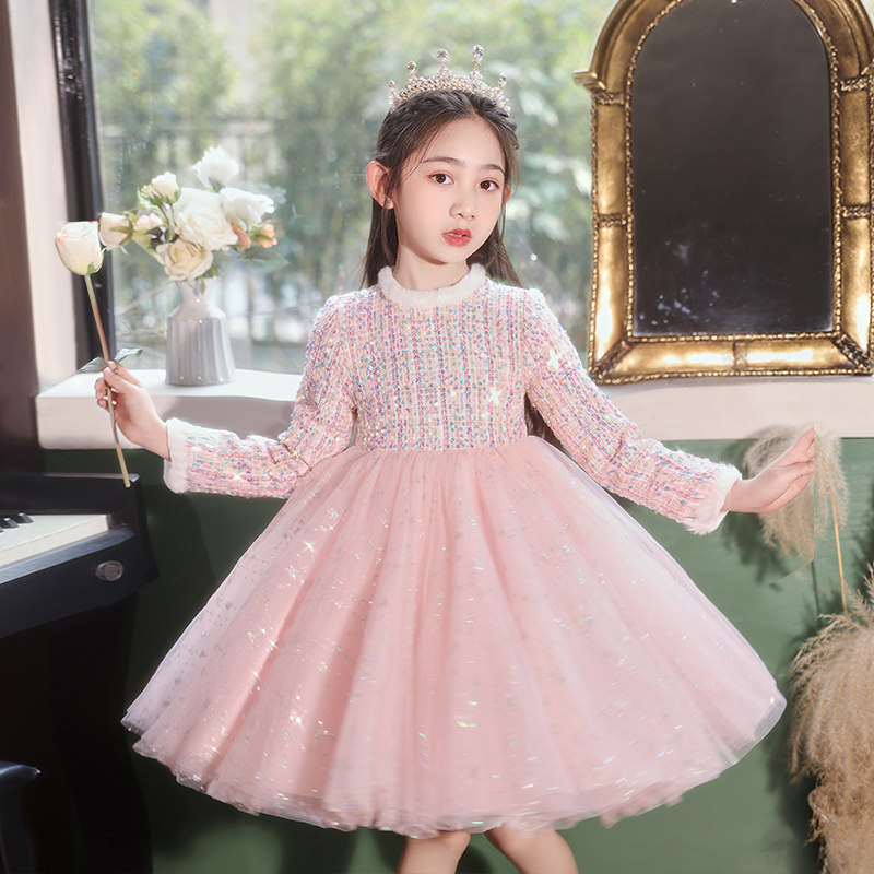 女童礼服花童婚礼小女孩生日公主裙秋冬儿童高端主持人钢琴演出服