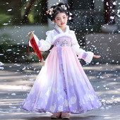 中国风古装 女孩唐装 2025新款 汉服女童秋冬季 儿童古风连衣裙子冬款