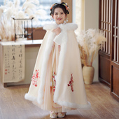 汉服女童披风秋冬连帽儿童斗篷加厚外出防风披肩女孩保暖外套冬季