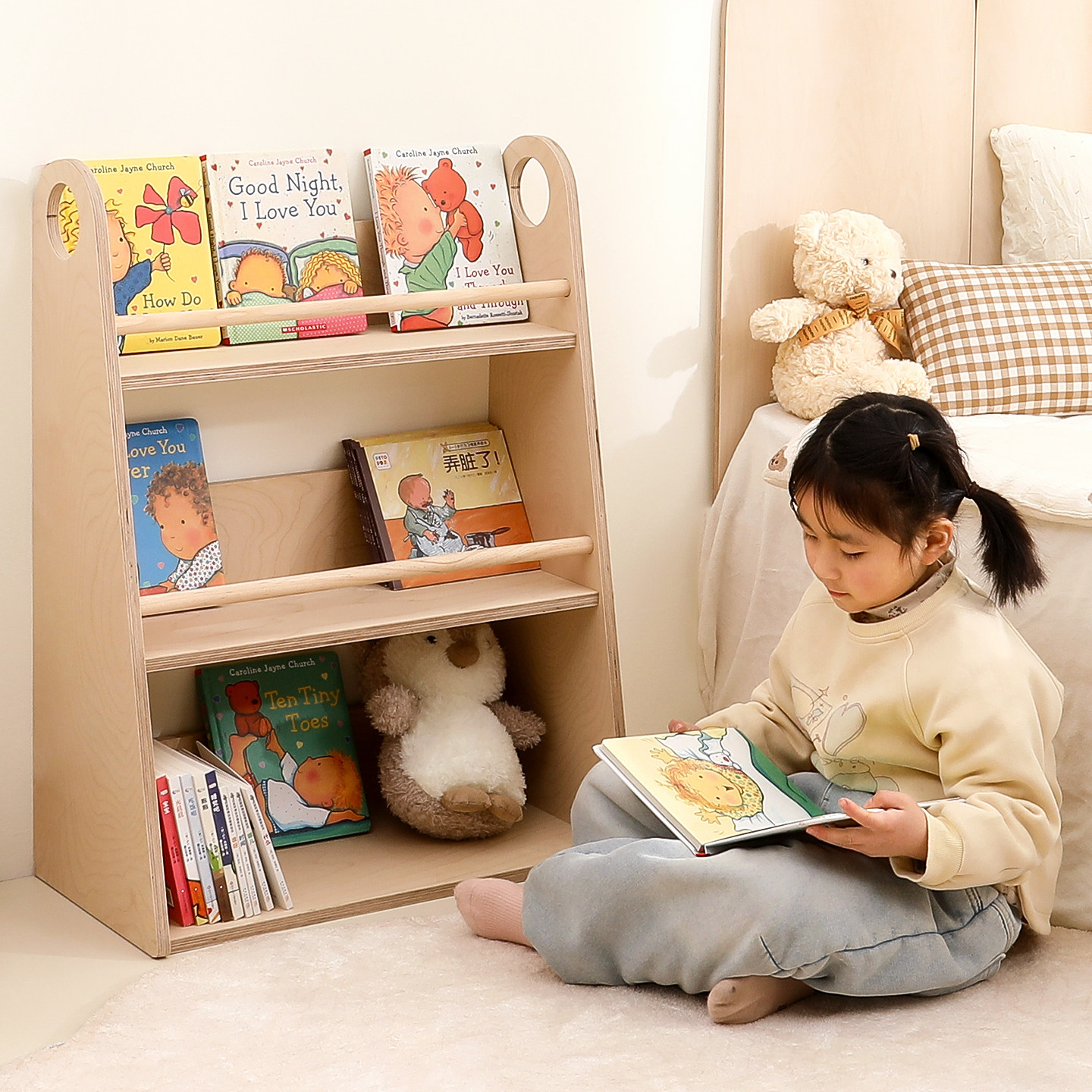 儿童书架置物架落地一体靠墙阅读区展示架不占空间小型宝宝绘本架,住宅家具,儿童书架,淘宝优惠券,粉丝福利购,淘宝优惠卷