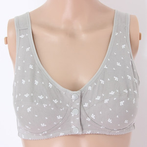 全棉无钢圈中老年文胸 妈妈前扣内衣 哺乳背心式大码胸罩薄款批發