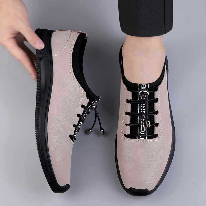 男鞋2025秋冬新款商务系带休闲鞋百搭皮鞋男软底透气一脚蹬上班鞋,流行男鞋,休闲皮鞋,淘宝优惠券,粉丝福利购,淘宝优惠卷