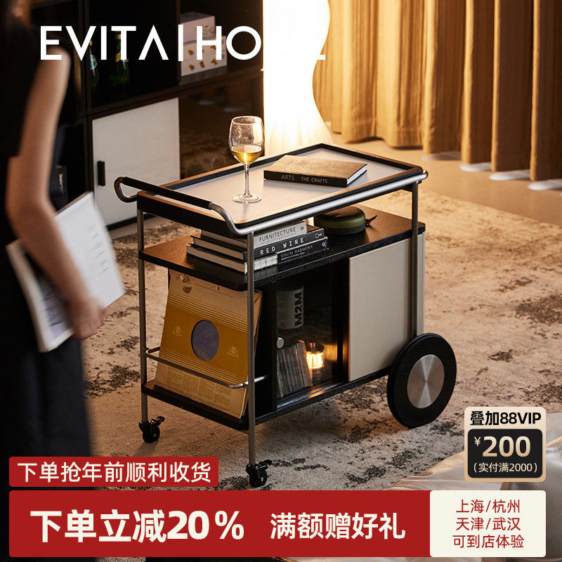 Hygge推车轻奢客厅可移动沙发边几柜法式多功能岩板茶几小桌子,住宅家具,角几/边几,淘宝优惠券,粉丝福利购,淘宝优惠卷