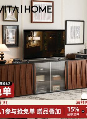 EVITAHome里川电视柜实木中古落地模块组合展示柜2026新款储物柜