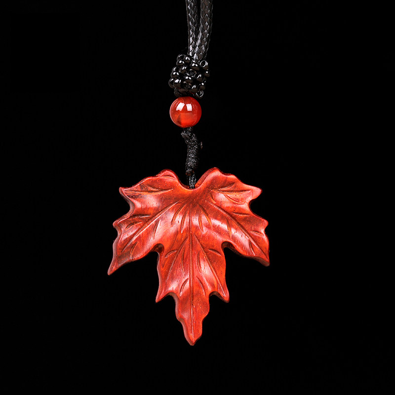 枫叶吊坠 印度小叶紫檀叶子项链 木雕枫叶坠子文艺复古风木质树叶