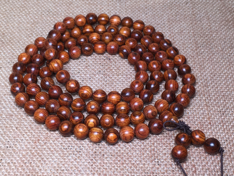 0手串 佛珠 108颗手链长款海黄红木珠子念珠项链