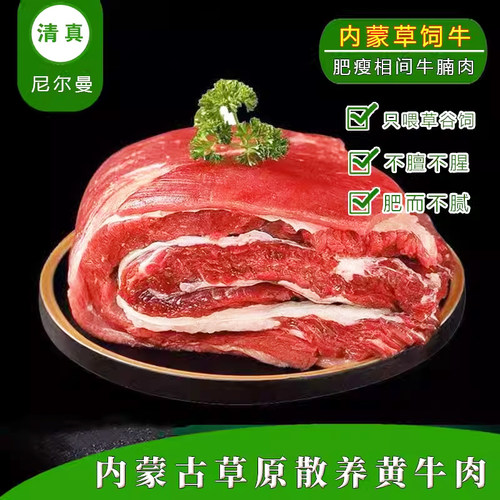 清真原切生鲜牛腩内蒙草饲新鲜冷冻牛肉家用商用红烧番茄卤牛腩肉 - 封面