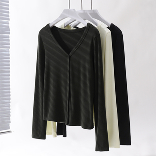 针织V领开衫 胖mm200斤宽松显瘦遮肚子内搭打底叠穿上衣 女秋冬大码