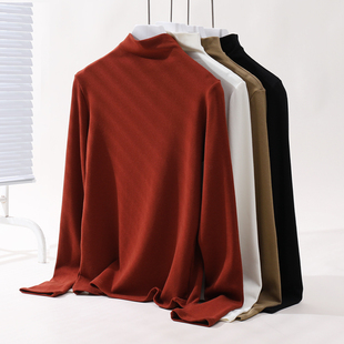 胖mm宽松显瘦加绒中领上衣 大码 半高领德绒打底衫 女2025秋冬新款