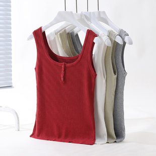 方领冰丝内搭吊带背心女夏季薄款大码胖mm宽松显瘦白色打底上衣