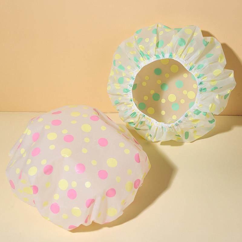 成人女款防水沐浴帽可爱圆点洗澡淋浴帽厨房防油烟头套染头发帽子,家庭/个人清洁工具,浴帽,淘宝优惠券,粉丝福利购,淘宝优惠卷